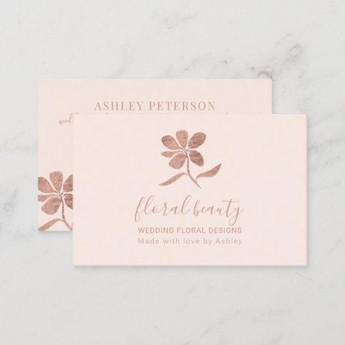 Rose gold wedding floral designer pink business card