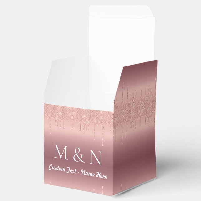 Rose Gold Wedding Gift Box Custom Name and Letters (Opened)