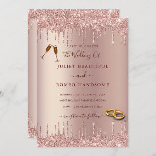 Rose Gold Wedding Invitation Elegant Blush Glitter