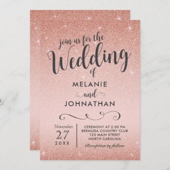 Rose Gold Wedding Invitation  Pink Invitation by YourMainEvent at Zazzle