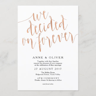 Rose Gold Wedding Invitation Rustic