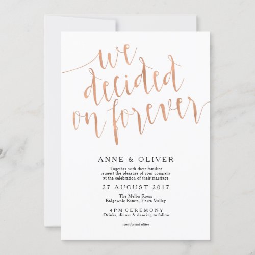 Rose Gold Wedding Invitation Rustic