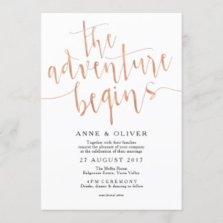 Rose Gold Wedding Invitation The Adventure Begins