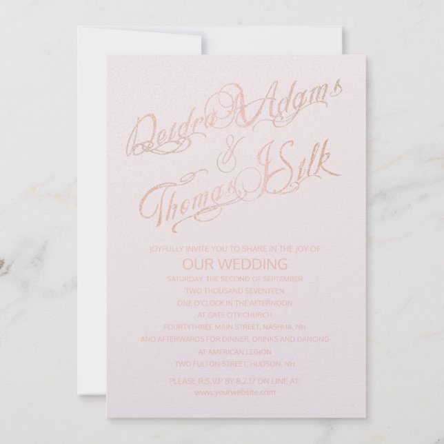 Rose Gold Wedding Invitations (Back)