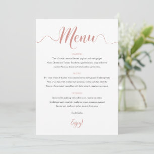 Rose Gold Wedding Menu