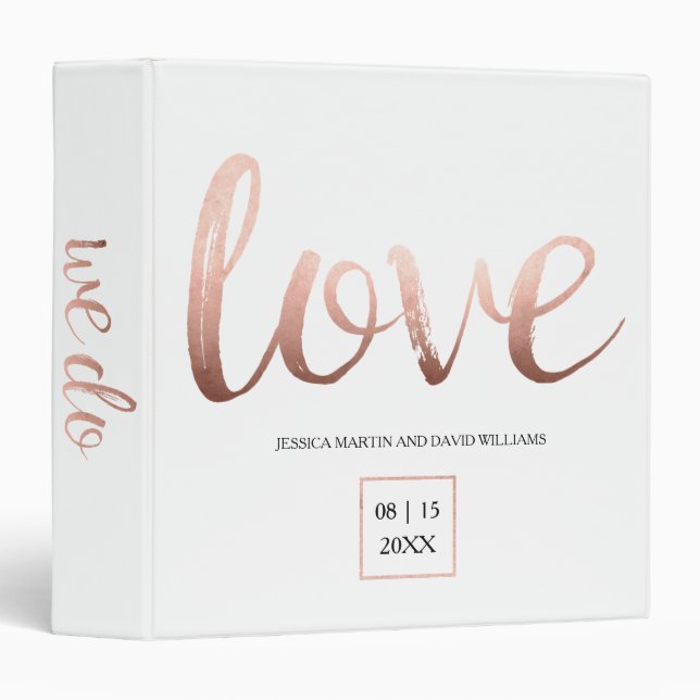 Rose Gold Wedding Organizer 3 Ring Binder (Front/Spine)