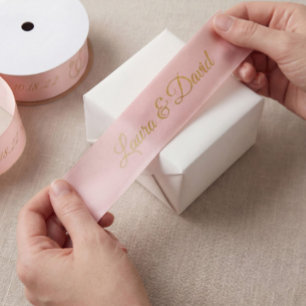 Rose Gold Wedding Personalized Name Ribbon