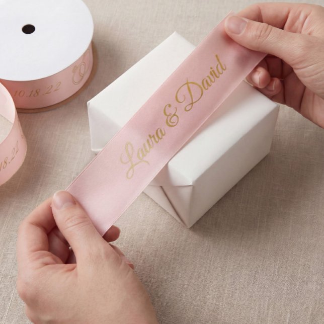 Rose Gold Wedding Personalized Name Ribbon (Creator Uploaded)