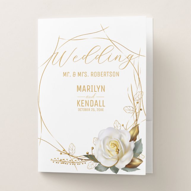 Rose Gold Wedding Pocket Folder (Front)