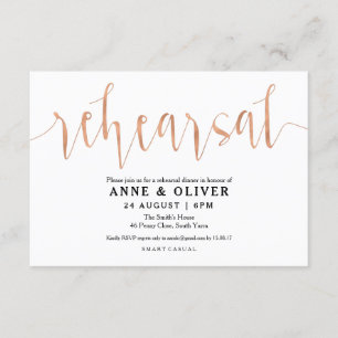 Rose Gold Wedding Rehearsal Dinner Invitations