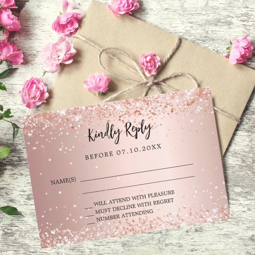 Rose gold wedding response RSVP