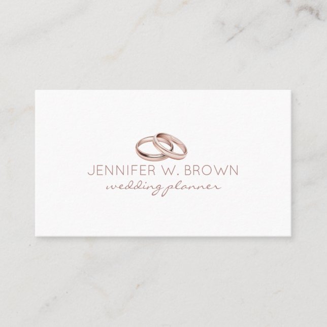 Rose gold Wedding Ring Jewelry Business Card (Front)