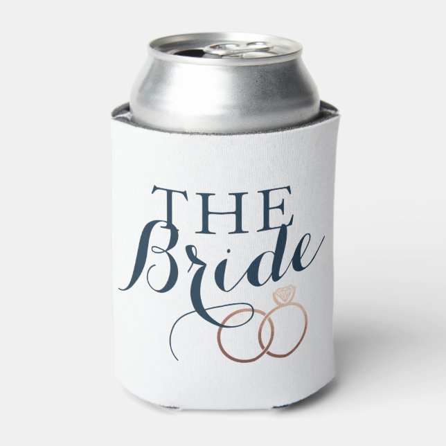 Rose Gold Wedding Rings Bride Custom Can Cooler (Can Front)