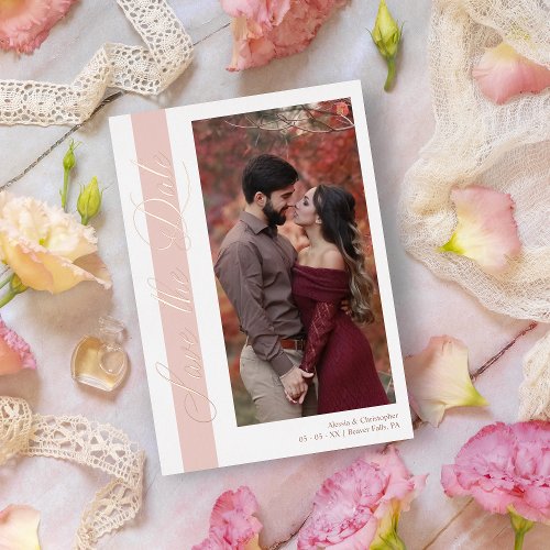 Rose Gold Wedding Romantic Hand Lettered Photo Foil Invitation