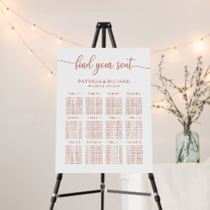 Rose Gold Wedding Seating Plan Board Calligraphy