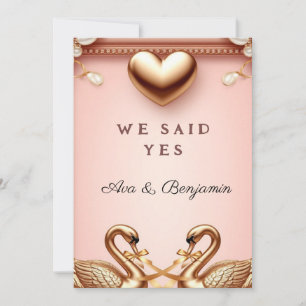 🌸 Rose Gold Wedding Swan Couple Theme 💍 Invitation