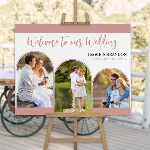 Rose Gold Wedding Welcome Triple Arched Photos Foam Board