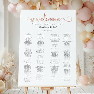 Rose Gold Welcome Alphabetical Seating Charts Foam Board