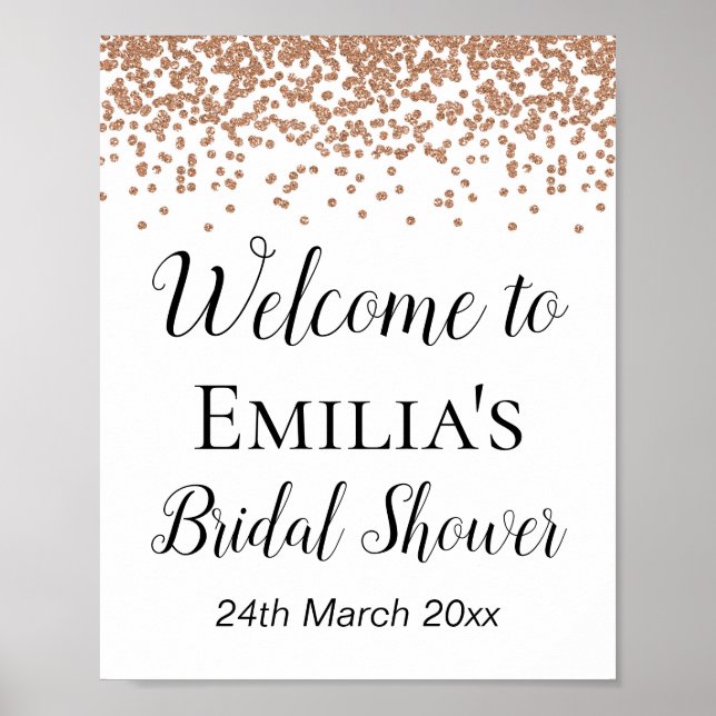 Rose Gold Welcome Sign - Bridal | Baby Shower Sign (Front)
