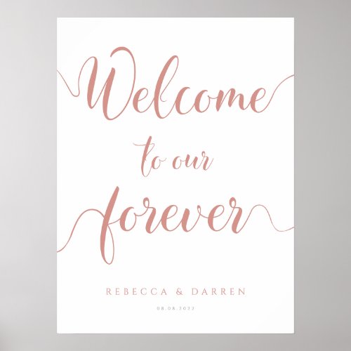 Rose Gold Welcome to our Forever Wedding Sign