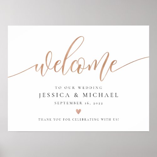 Rose Gold Welcome Wedding Sign
