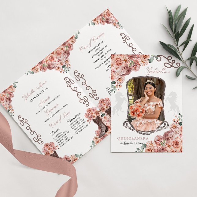 Rose Gold Western Charro Quinceañera Program (Creator Uploaded)