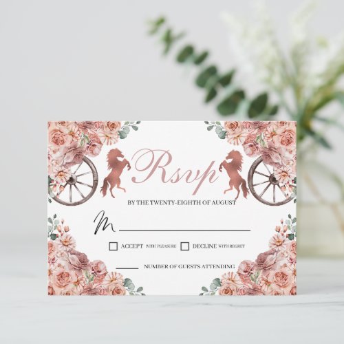 Rose Gold Western Quinceanera RSVP Card