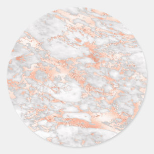 Rose Gold Wh Marble, Blank Template Text/Art, Vs 2 Classic Round Sticker