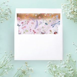 Rose Gold Whimsical Wildflower Pink Envelope Liner