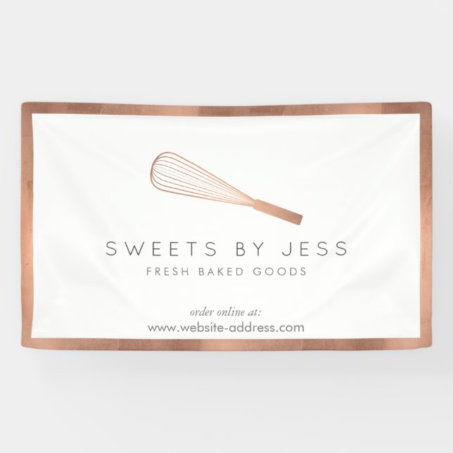Rose Gold Whisk Bakery Banner (Horizontal)