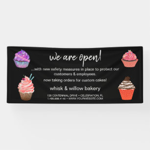 Rose Gold Whisk Bakery Business Reopening Banner