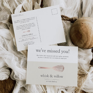 Rose Gold Whisk Bakery Business Reopening Postcard