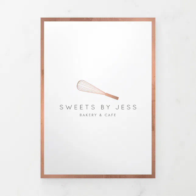 Rose Gold Whisk Bakery Catering Menu Brochure Zazzle
