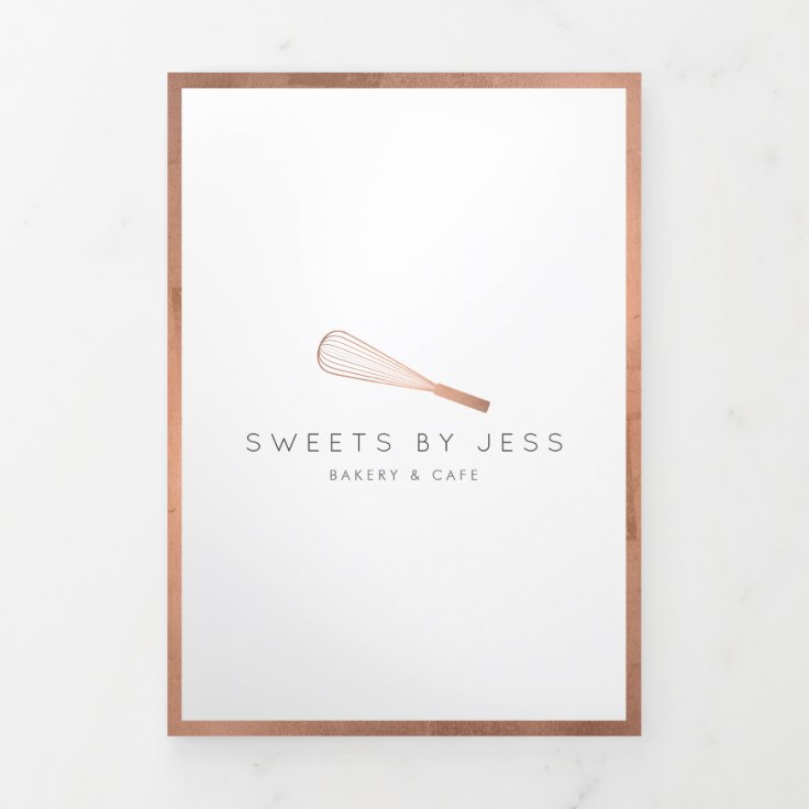 Rose Gold Whisk Bakery Catering Menu Brochure Zazzle