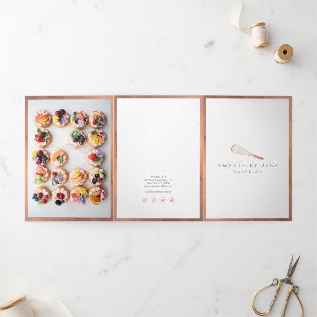 Rose Gold Whisk Bakery Catering Menu Brochure (Outside)