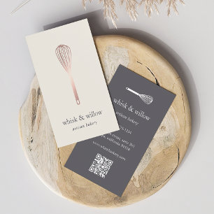 Rose Gold Whisk   Bakery   Chef   Caterer QR Code Business Card