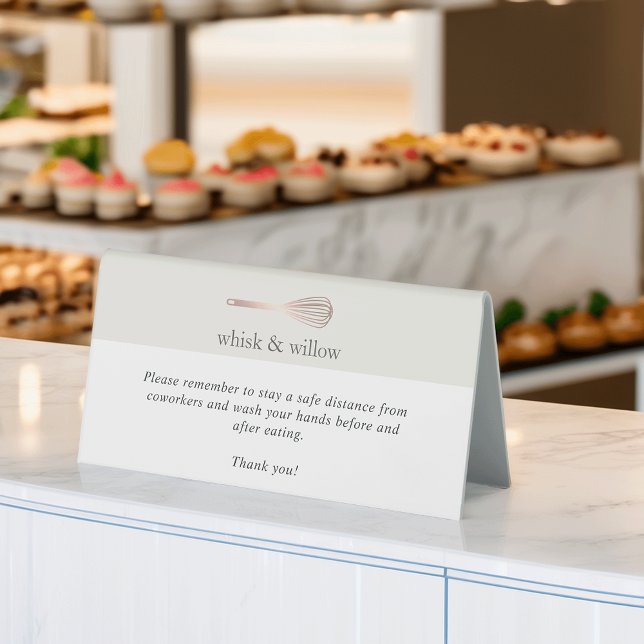 Rose Gold Whisk | Bakery Covid Safety Breakroom Table Tent (Creator Uploaded)