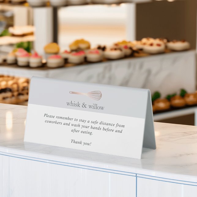 Rose Gold Whisk | Bakery Covid Safety Breakroom Table Tent (Creator Uploaded)