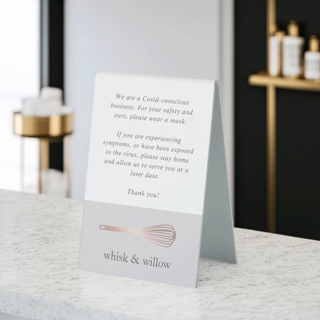 Rose Gold Whisk | Bakery Covid Safety Table Tent (Creator Uploaded)