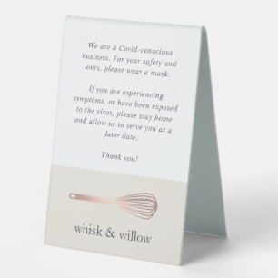 Rose Gold Whisk   Bakery Covid Safety Table Tent