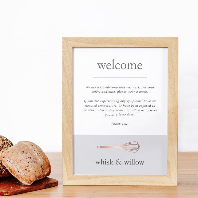 Rose Gold Whisk | Bakery Covid Safety Welcome Poster (Creator Uploaded)