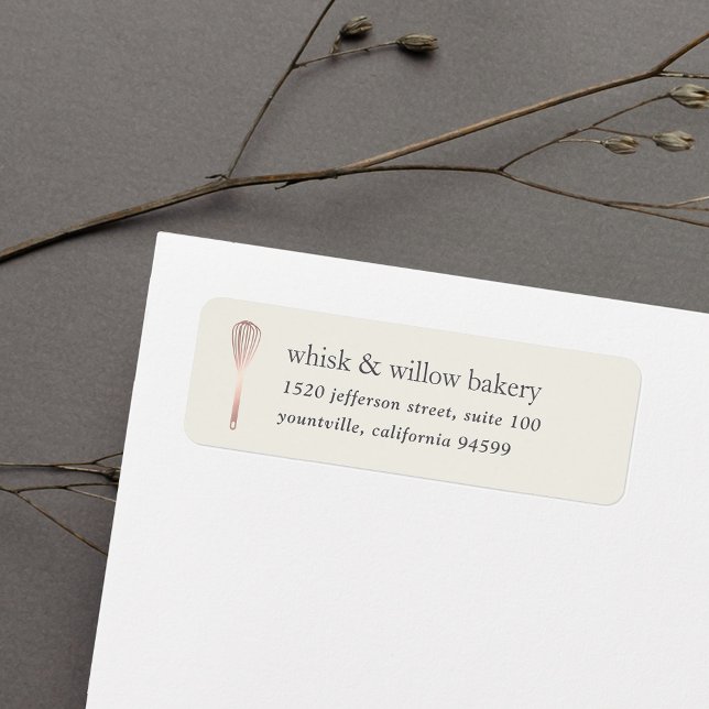 Rose Gold Whisk Bakery Return Address Label (Creator Uploaded)