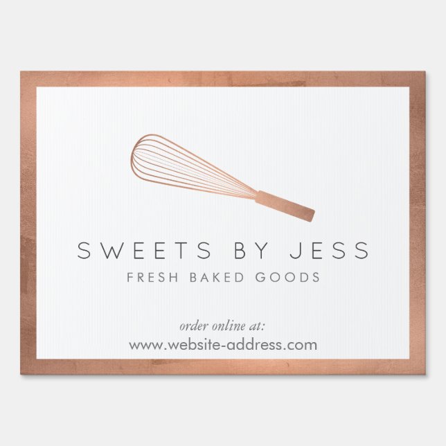 Rose Gold Whisk Bakery Sign (Front)