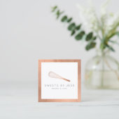 Rose Gold Whisk Bakery Square Business Card (Standing Front)