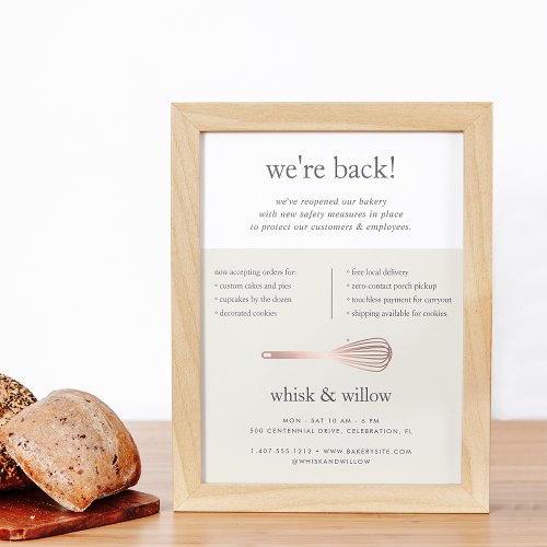 Rose Gold Whisk Business Reopening Poster
