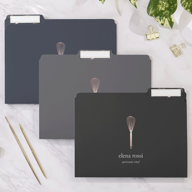 Rose Gold Whisk | Chef Caterer Bakery File Folder (Creator Uploaded)