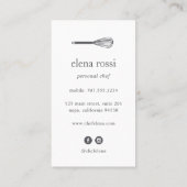 Rose Gold Whisk | Chef Catering Bakery Business Card (Back)