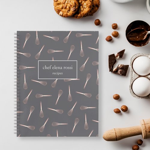 Rose Gold Whisk Pattern  Chef Catering Recipe Notebook
