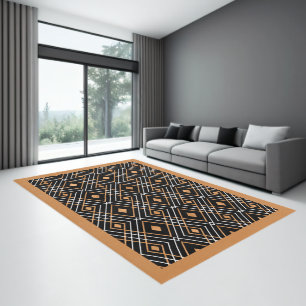 Rose-gold & whit geometric art deco pattern 2 rug