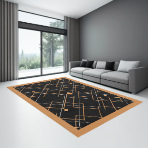 Rose-gold & whit geometric art deco pattern rug